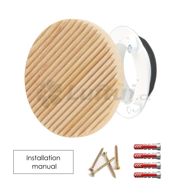 Grids and outlets - LUFTOMET Single-pack Sky air diffuser design plate wood round beech grooves mounting frame white