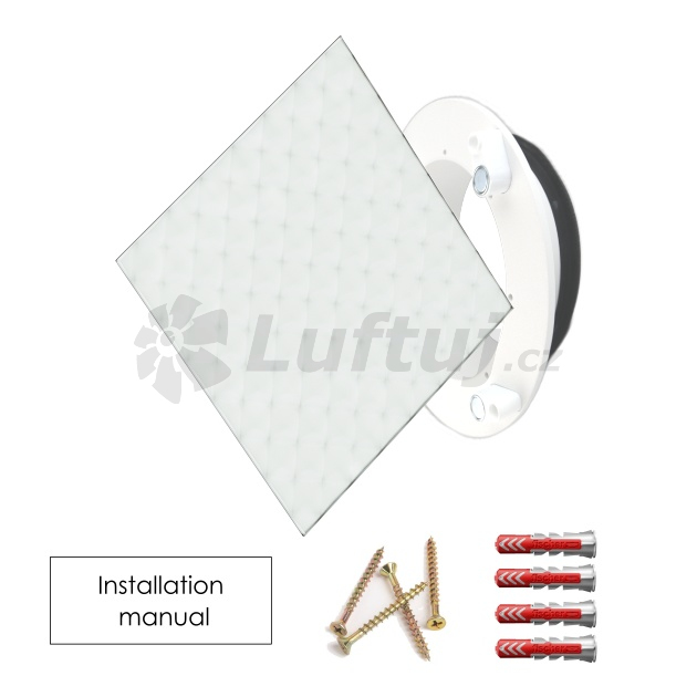 Grids and outlets - LUFTOMET Single-pack Sky air diffuser design plate 3D glass square white mounting frame white