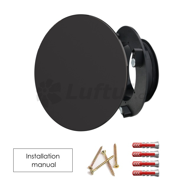 Grids and outlets - LUFTOMET Single-pack Sky air diffuser design plate glass round dim black mounting frame black
