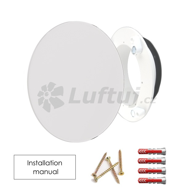 Grids and outlets - LUFTOMET Single-pack Sky air diffuser design plate glass round dim white mounting frame white