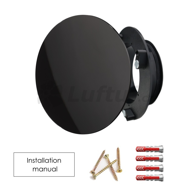 Grids and outlets - LUFTOMET Single-pack Sky air diffuser design plate glass round shine black mounting frame black