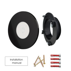 LUFTOMET Singlepack Lumen Illuminated Air Diffuser plastic circle shine black, black mounting frame